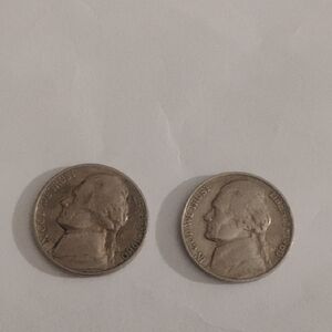 Two Jefferson Nickel 1960s  One No Mint Mark And One No Mint Date On The Rim